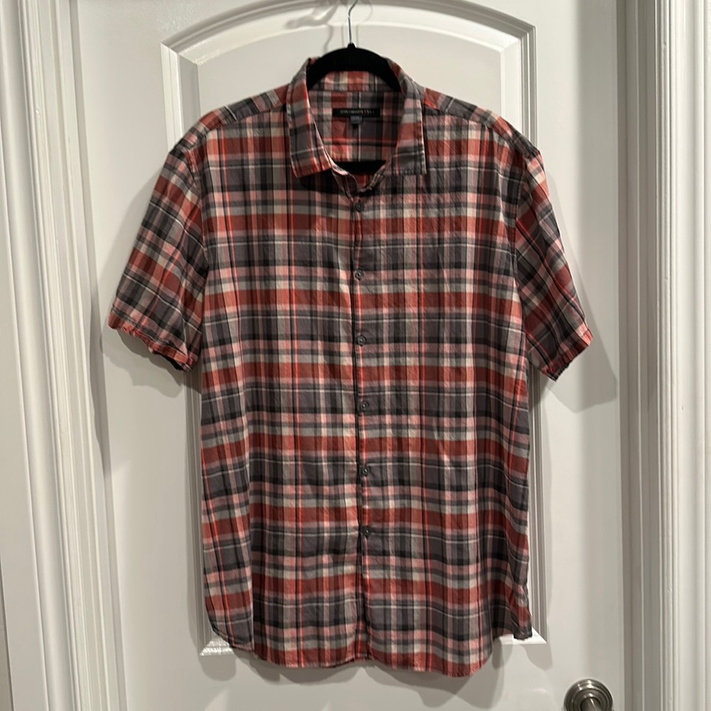 🔥John Varvatos🔥S/S Plaid Button Down🔥